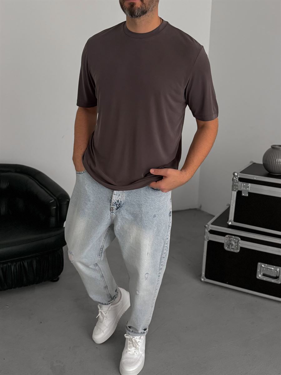 Coffee Modal Fabric Slim Fit T-Shirt TW-1076