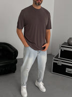 Coffee Modal Fabric Slim Fit T-Shirt TW-1076
