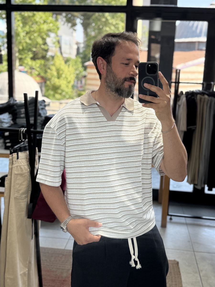 Striped V-Neck T-Shirt