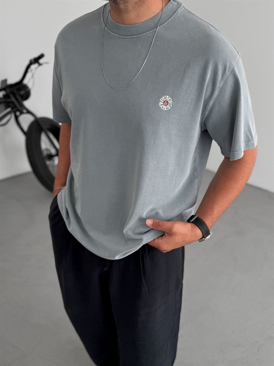 Peace Printed Washed T-Shirt