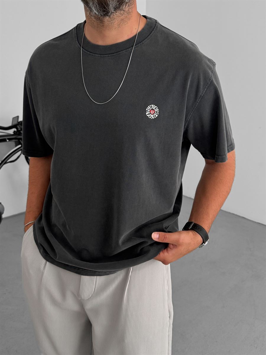 Peace Printed Washed T-Shirt