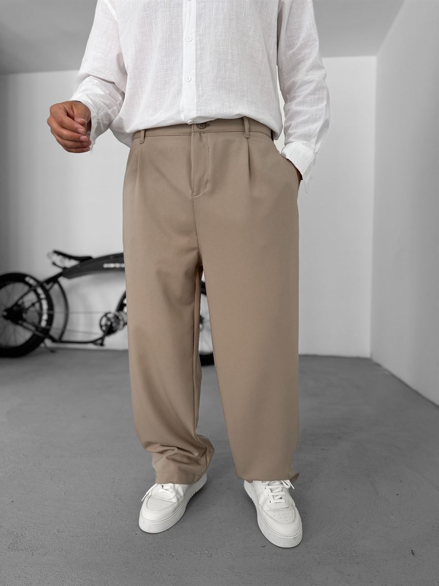 Pleated Fabric Baggy Pants