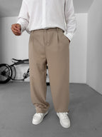 Pleated Fabric Baggy Pants