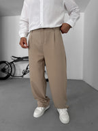 Pleated Fabric Baggy Pants