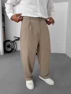 Pleated Fabric Baggy Pants