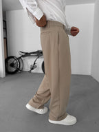 Pleated Fabric Baggy Pants