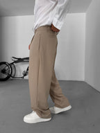 Pleated Fabric Baggy Pants