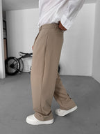 Pleated Fabric Baggy Pants