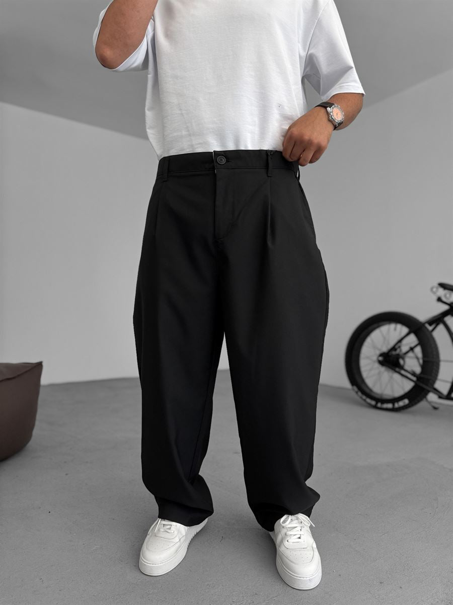 Pleated Fabric Baggy Pants