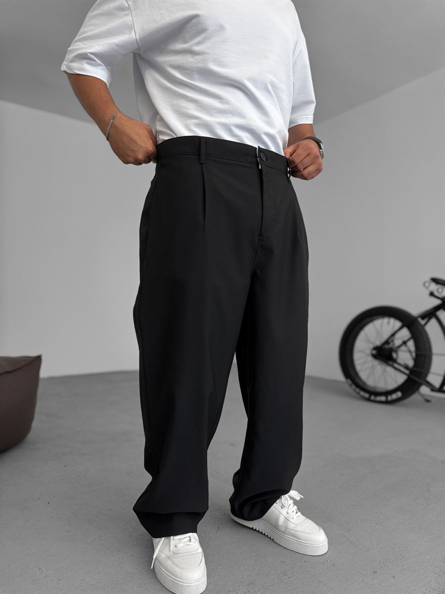 Pleated Fabric Baggy Pants