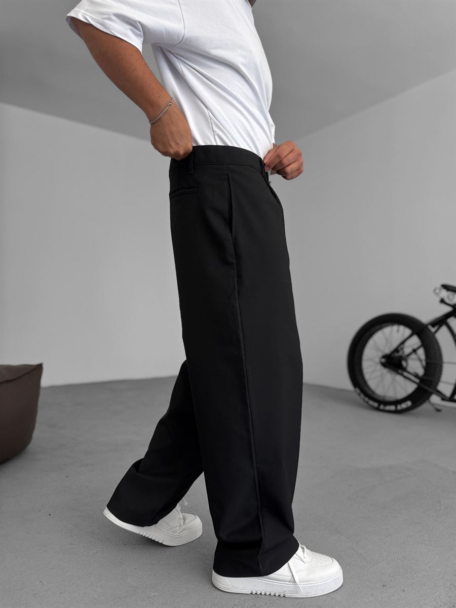 Pleated Fabric Baggy Pants