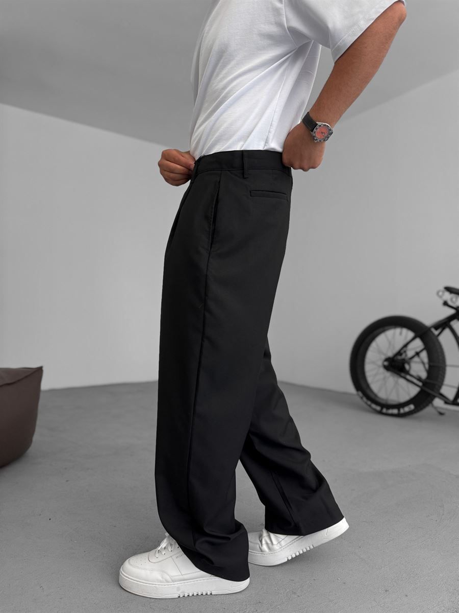 Pleated Fabric Baggy Pants