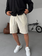 Striped Shorts with Pocket Detail