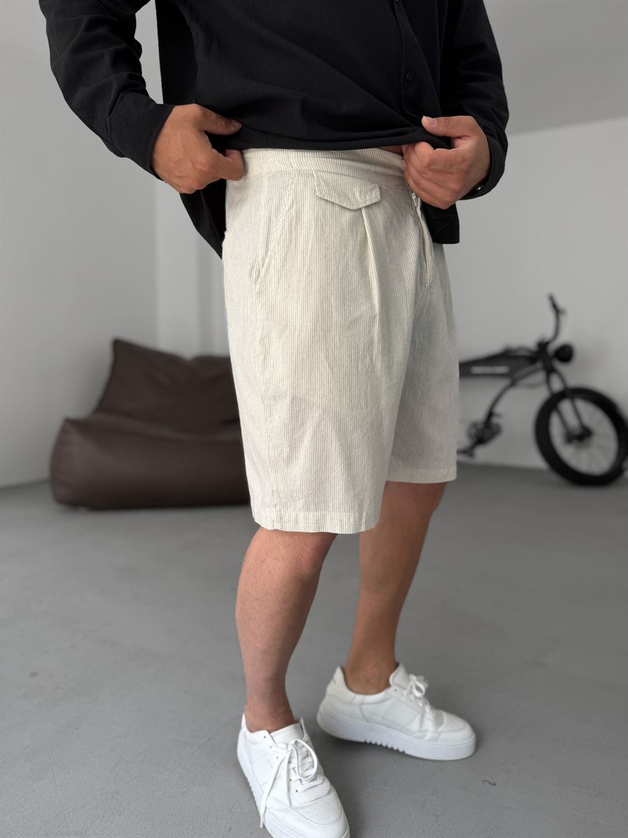 Striped Shorts with Pocket Detail