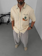 Palm Embroidered Short Sleeve Shirt