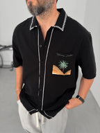 Palm Embroidered Short Sleeve Shirt