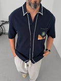 Palm Embroidered Short Sleeve Shirt