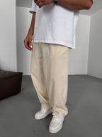 Buttoned Cotton-Linen Baggy Pants