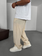 Buttoned Cotton-Linen Baggy Pants