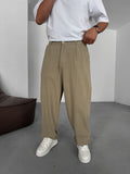 Buttoned Cotton-Linen Baggy Pants