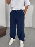 Buttoned Cotton-Linen Baggy Pants