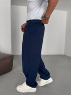 Buttoned Cotton-Linen Baggy Pants