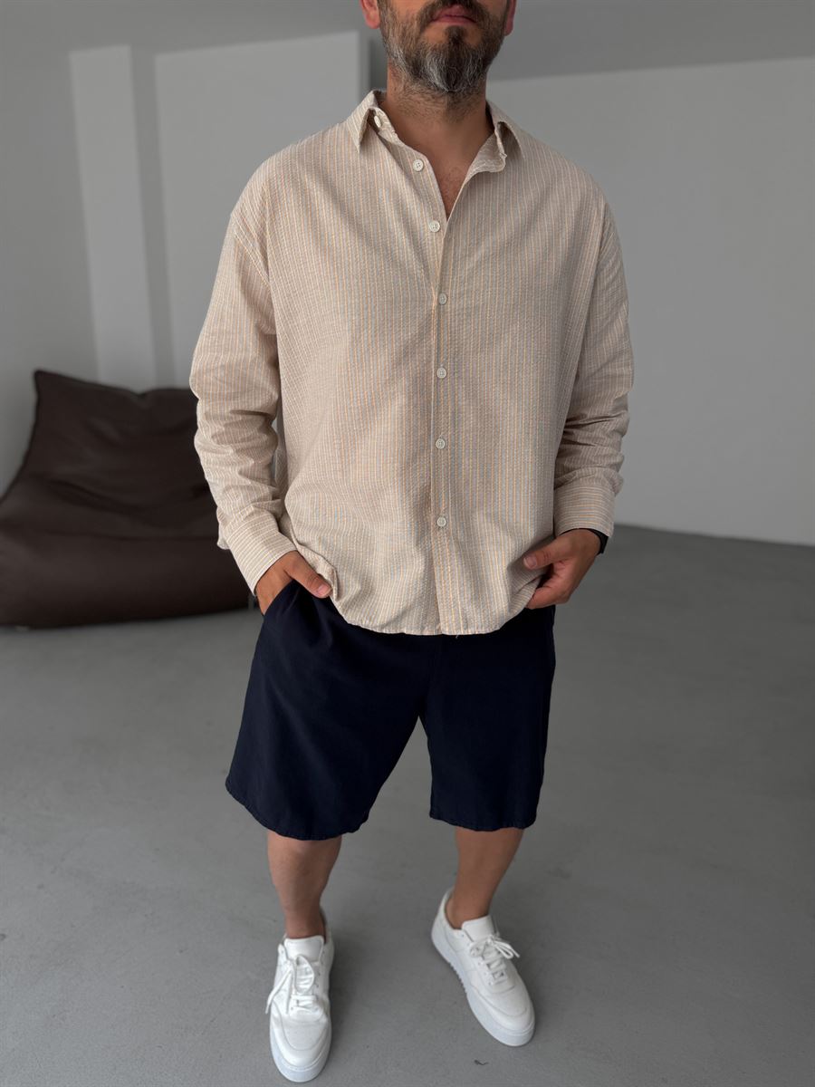 Seersucker Fabric Striped Shirt