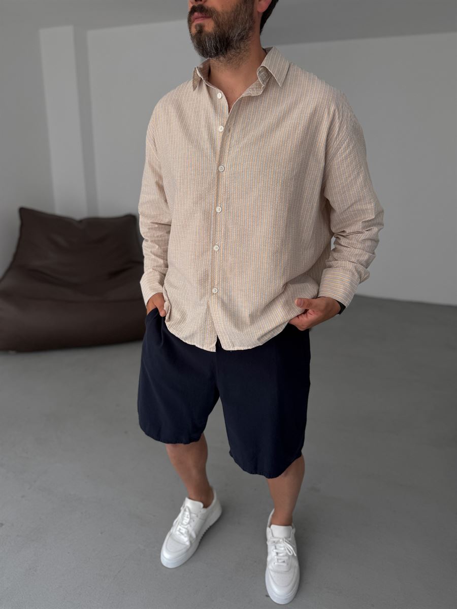 Seersucker Fabric Striped Shirt