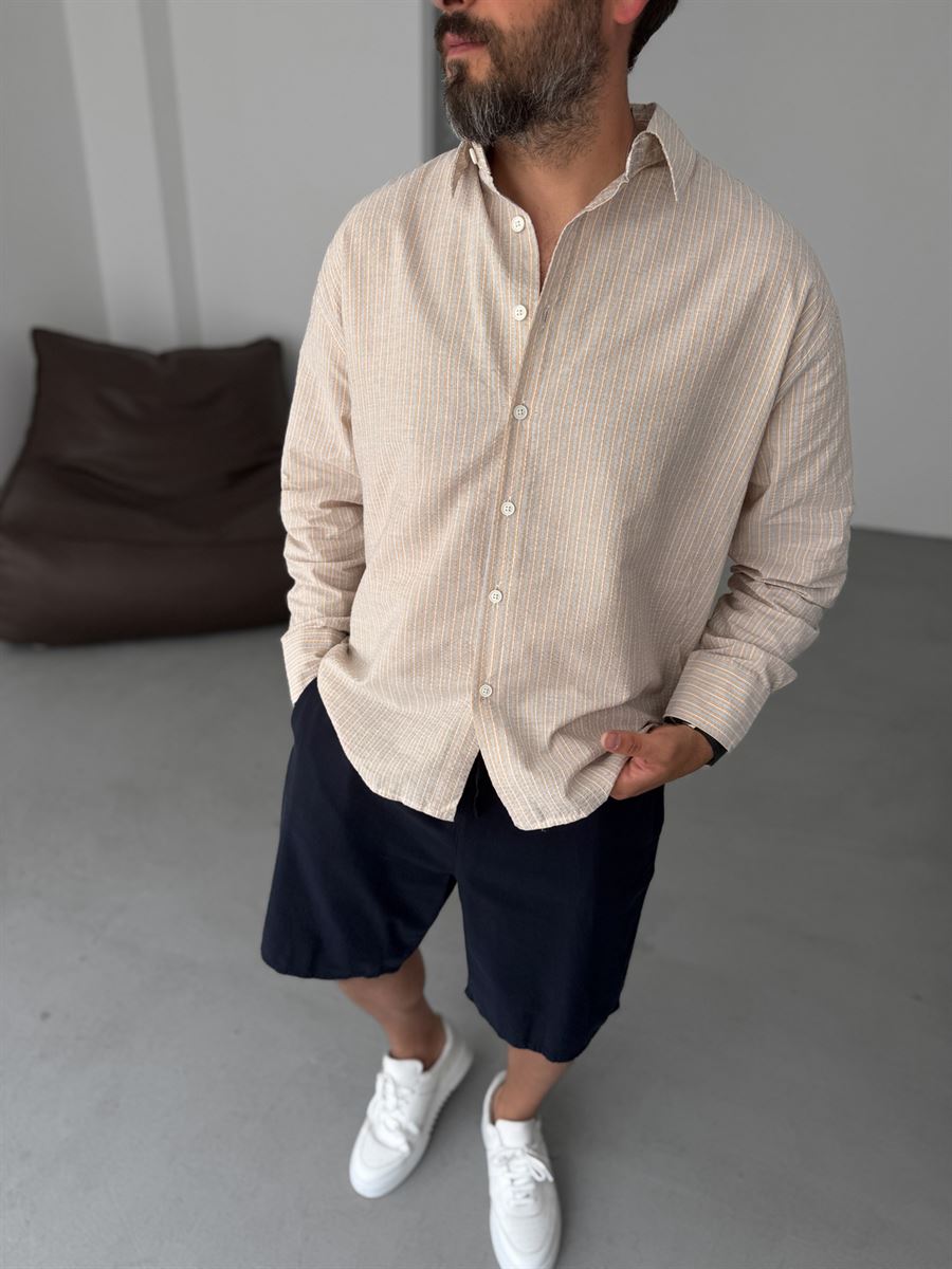 Seersucker Fabric Striped Shirt