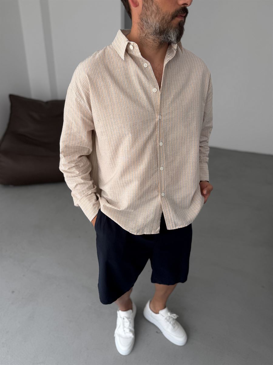 Seersucker Fabric Striped Shirt