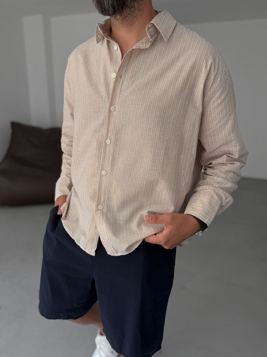 Seersucker Fabric Striped Shirt