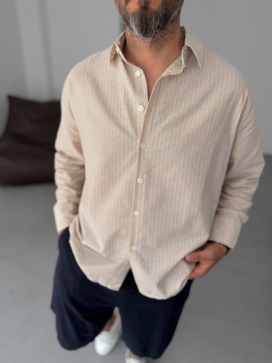 Seersucker Fabric Striped Shirt