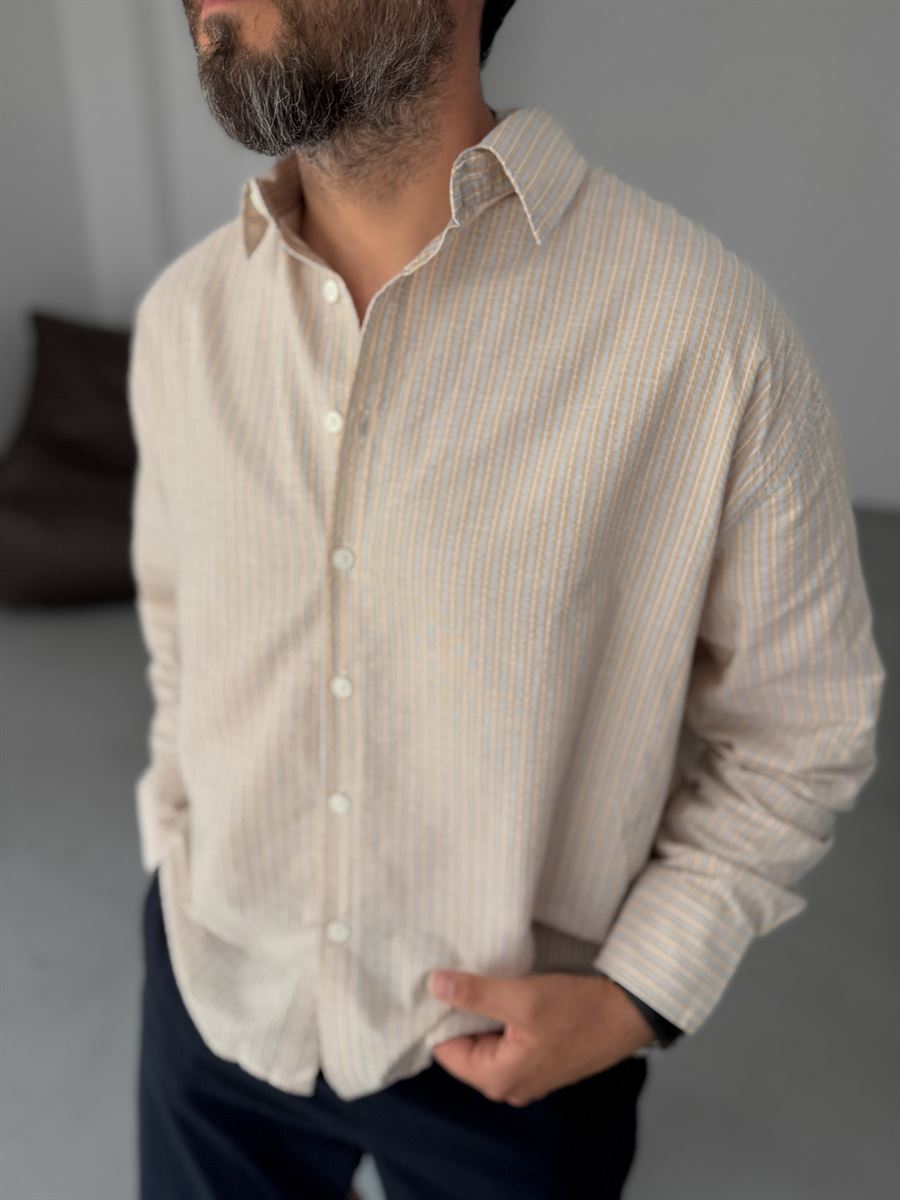 Seersucker Fabric Striped Shirt