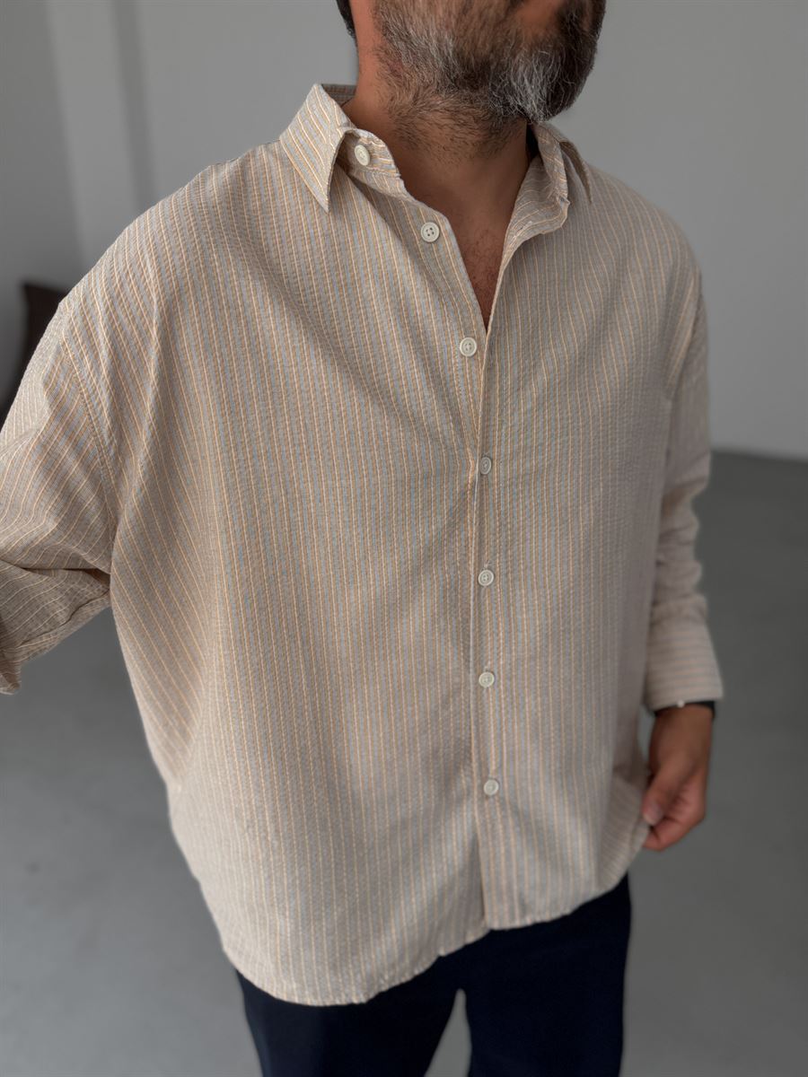 Seersucker Fabric Striped Shirt