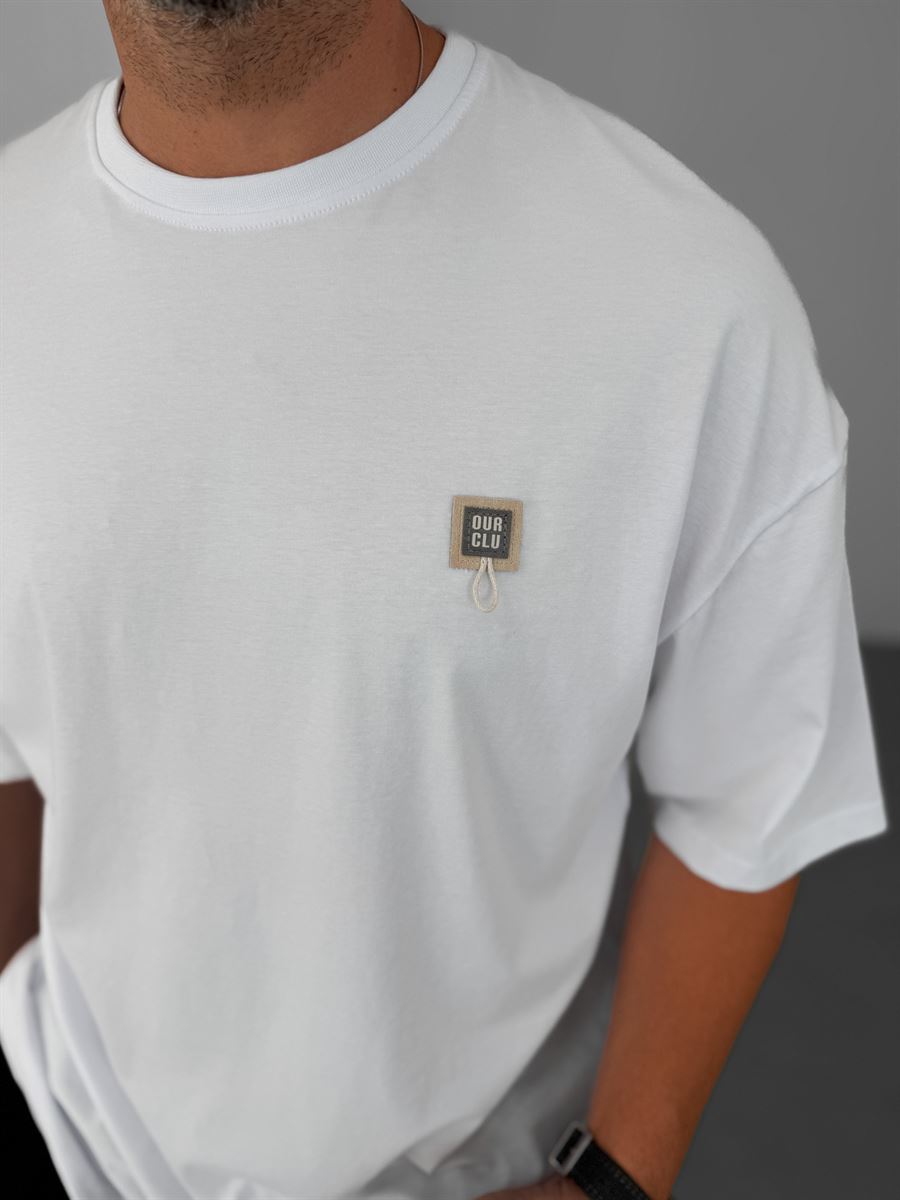 Square Patched Oversize T-Shirt with String