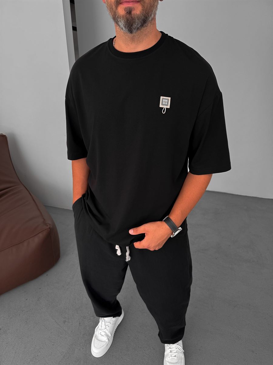 Square Patched Oversize T-Shirt with String