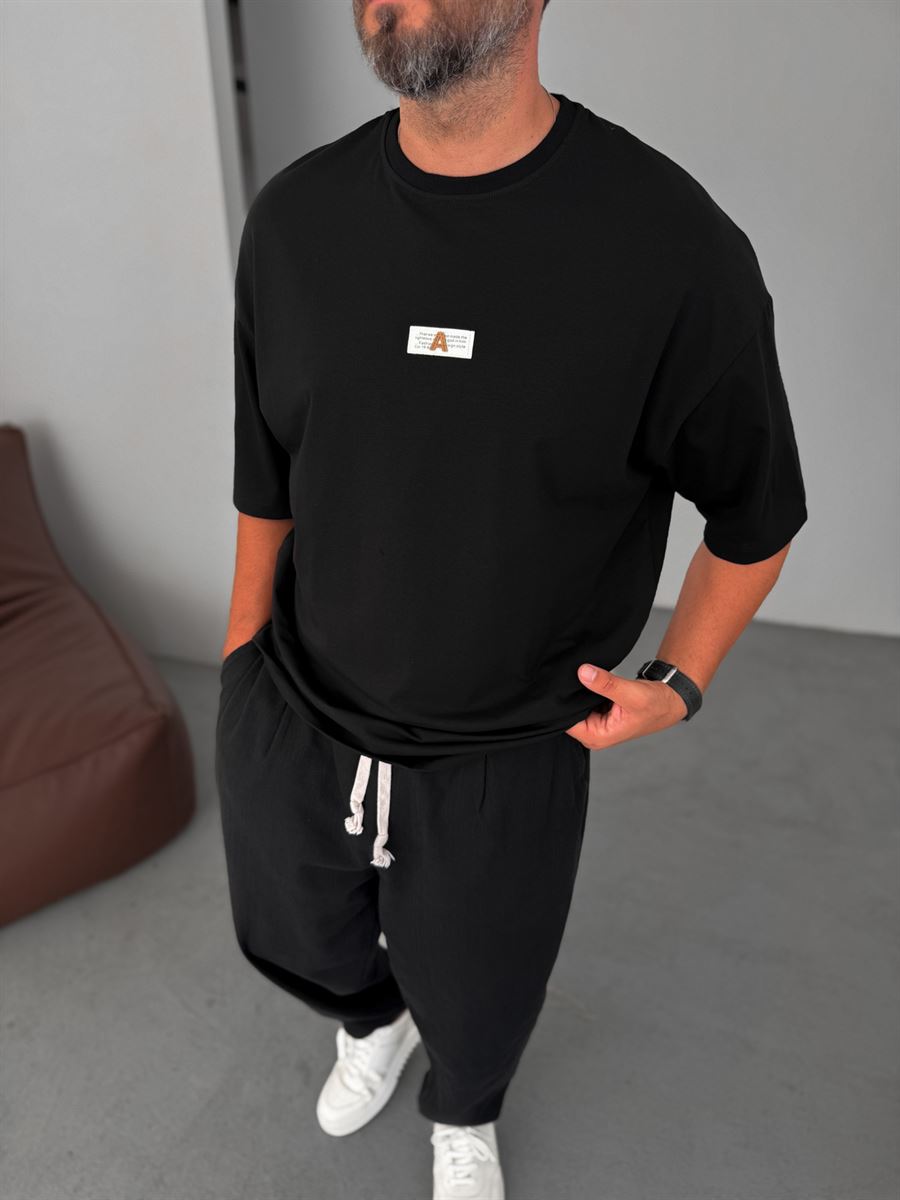 A-Text Patched Oversize T-Shirt