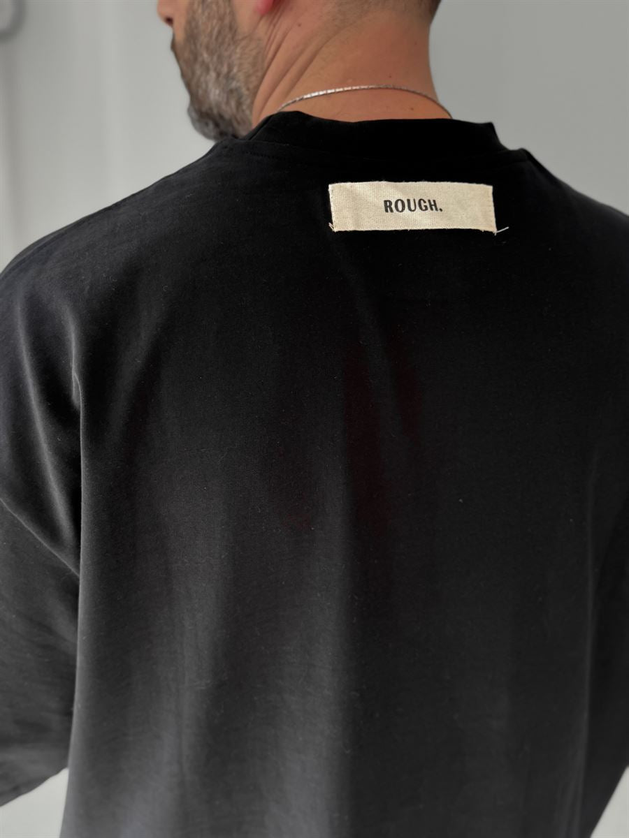 Black Sketch Print Oversize T-Shirt BS-