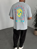 Moon Printed Washed T-Shirt