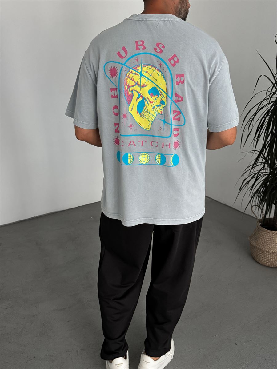 Moon Printed Washed T-Shirt