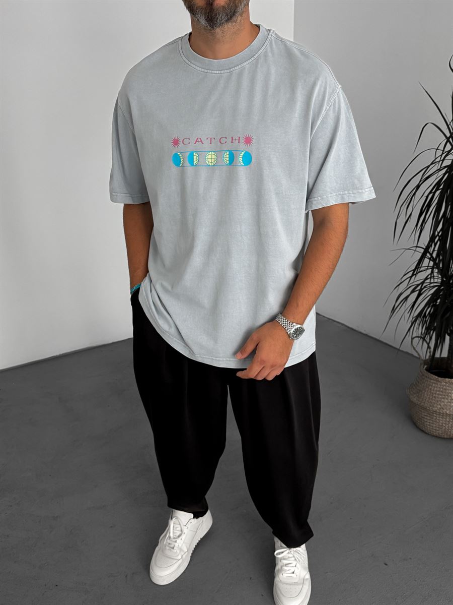 Moon Printed Washed T-Shirt