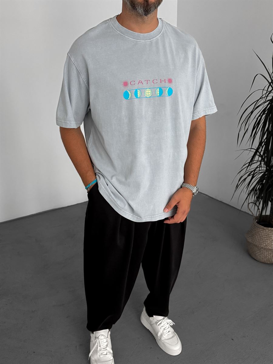 Moon Printed Washed T-Shirt