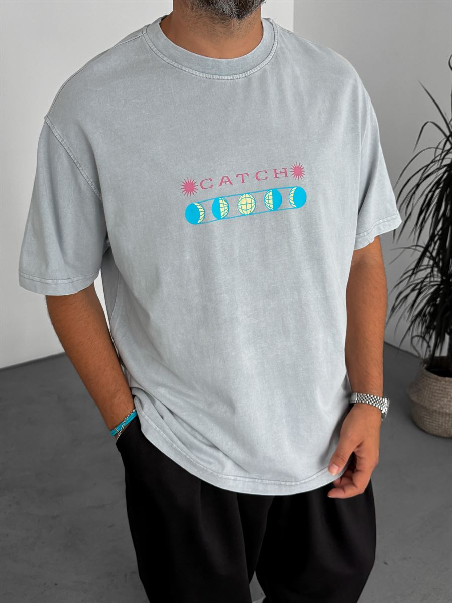 Moon Printed Washed T-Shirt