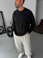 Textured Knitted Pocket Sweatshirt