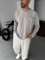 Textured Knitted Pocket Sweatshirt