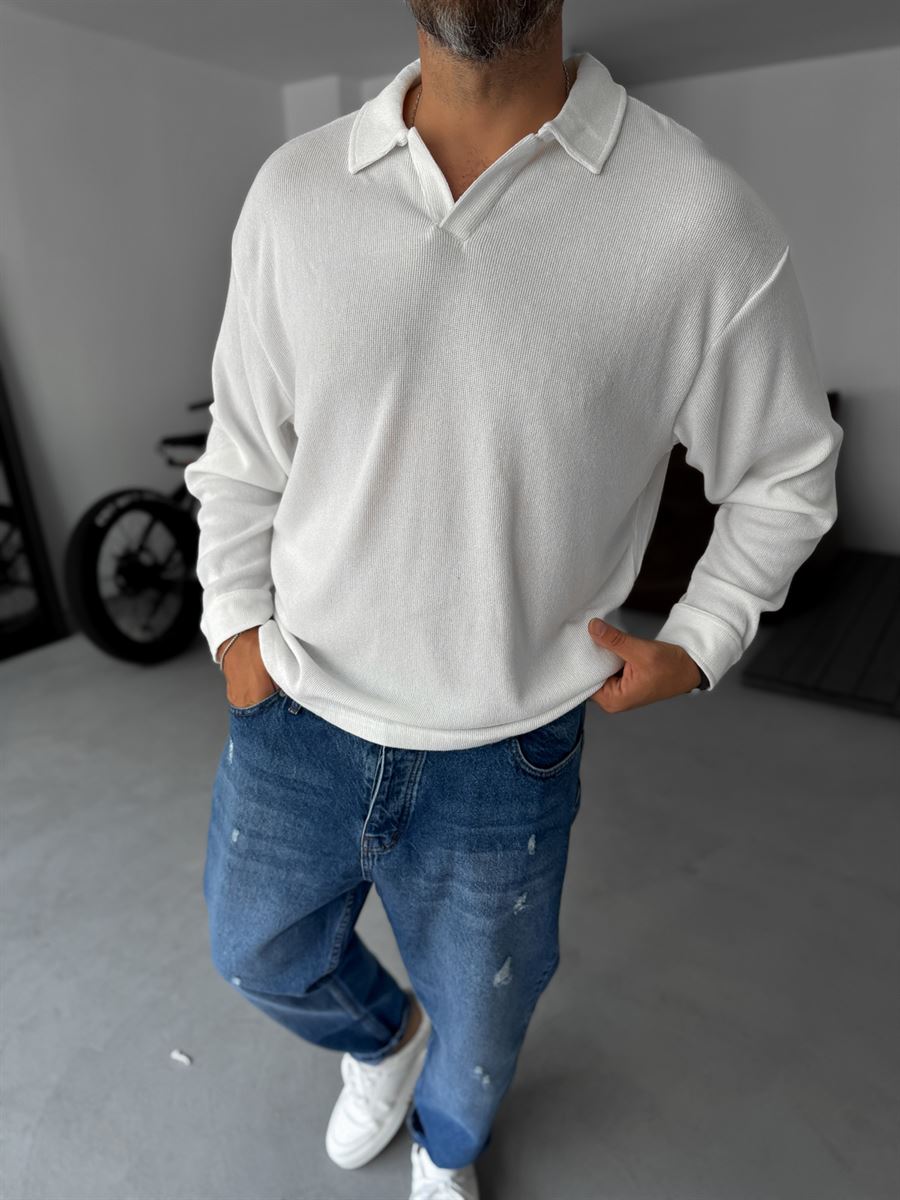 Collared Knitwear Sweatshirt