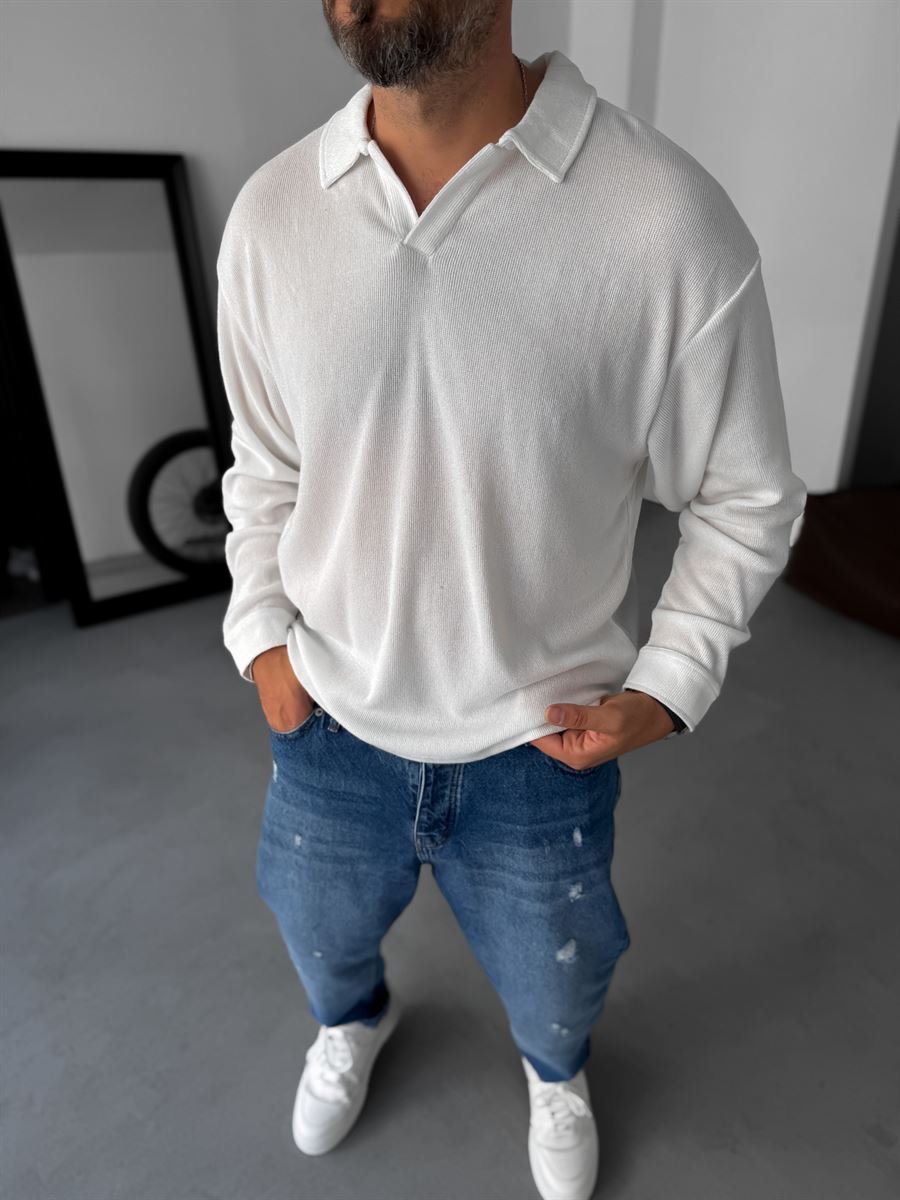 Collared Knitwear Sweatshirt