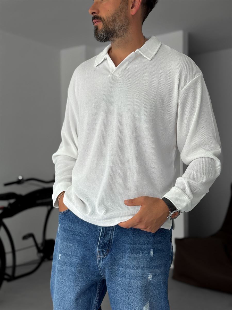 Collared Knitwear Sweatshirt