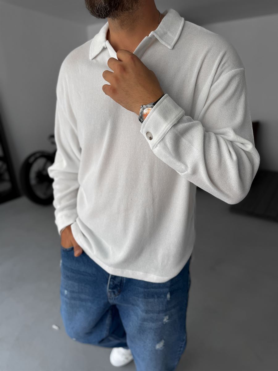 Collared Knitwear Sweatshirt