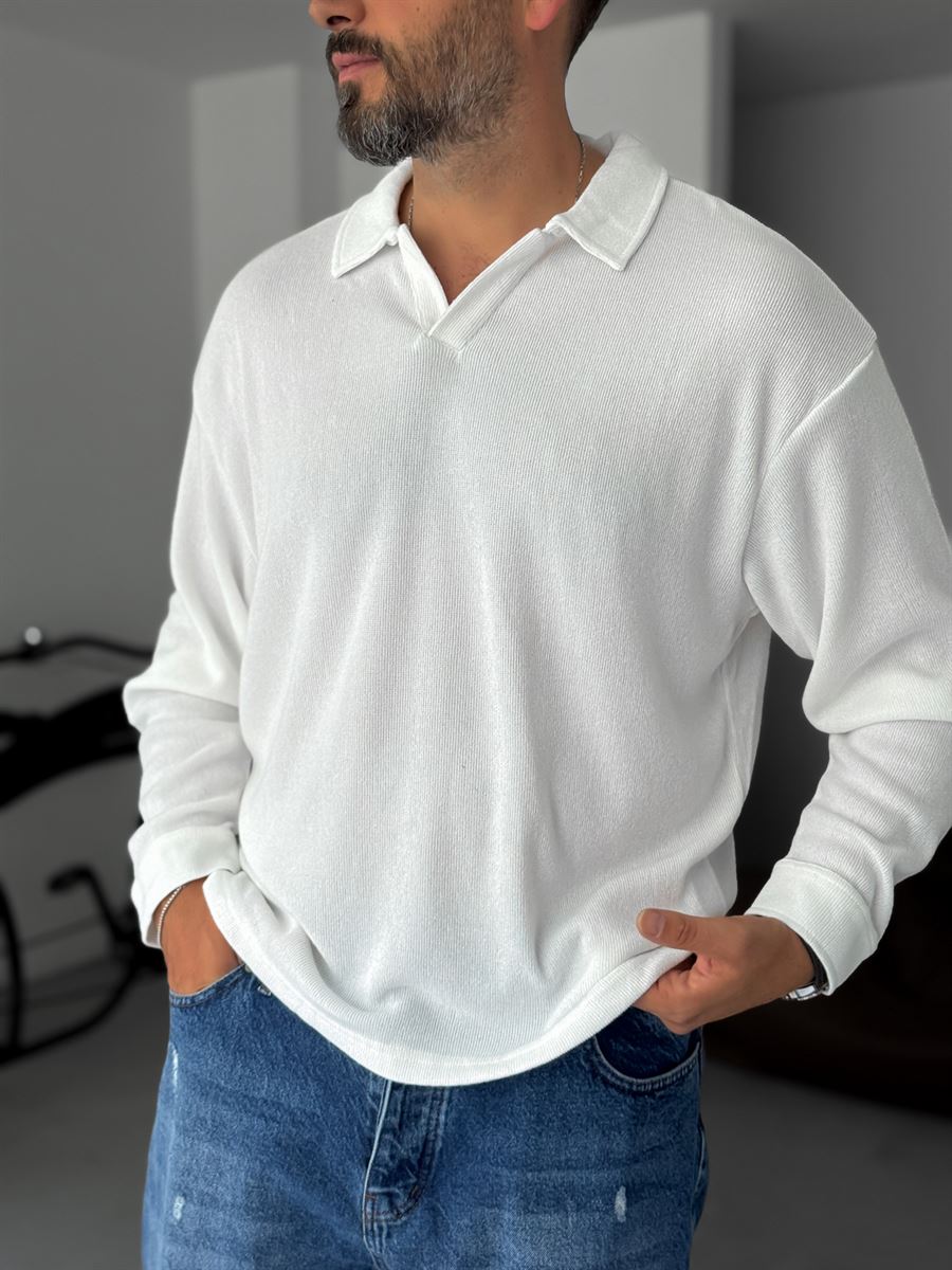 Collared Knitwear Sweatshirt